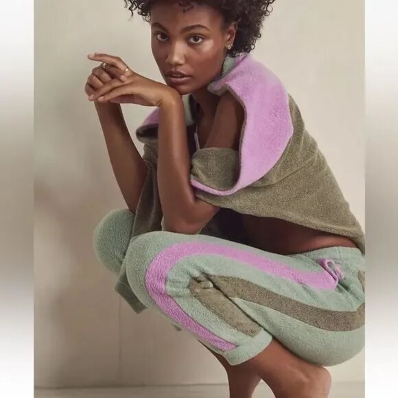 NEW Free People Women's Blue Monday Fleece Jogger Pants Valley Girl Green 128J - Picture 10 of 12